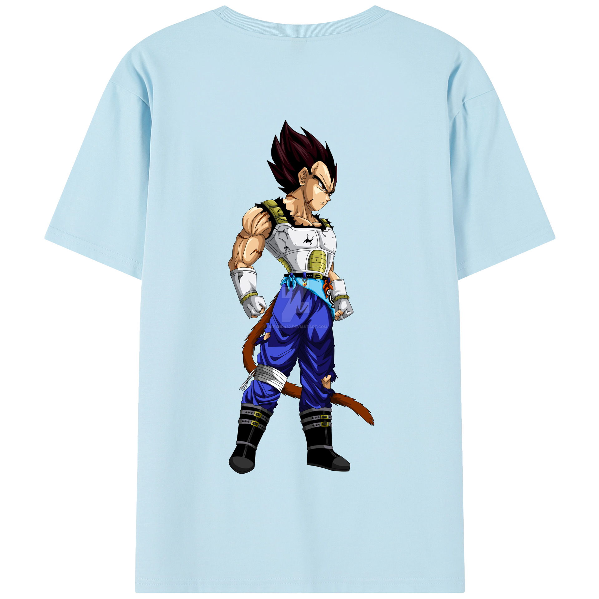 （画像用） ドラゴンボール ベジータ四世（Bejīta Yonsei）DRAGON BALL Vegeta IV 綿100％半袖Tシャツ（背面プリント）